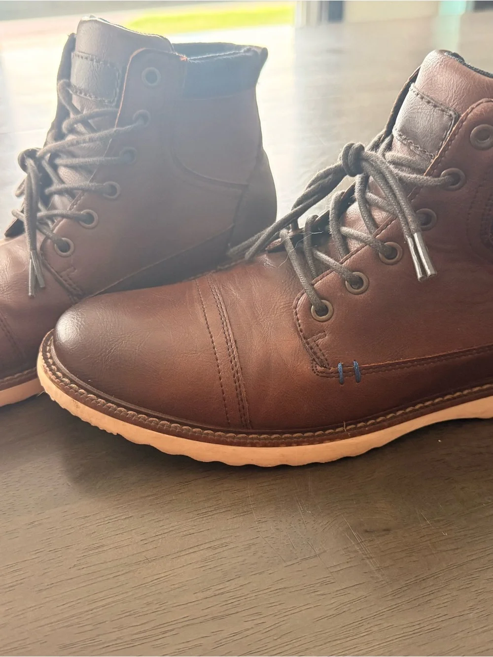 Sonoma Brown Leather Lace-Up Work Boots
